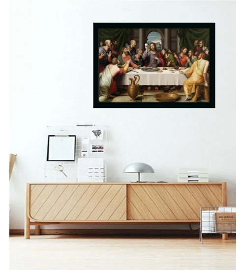Jesus Christ Painting with Synthetic Photo Frame (Multicolor)