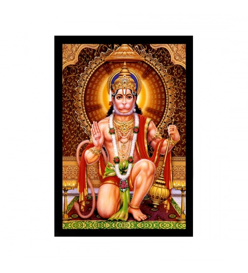 Lord Hanuman Ji Painting with Synthetic Photo Frame (Multicolor)