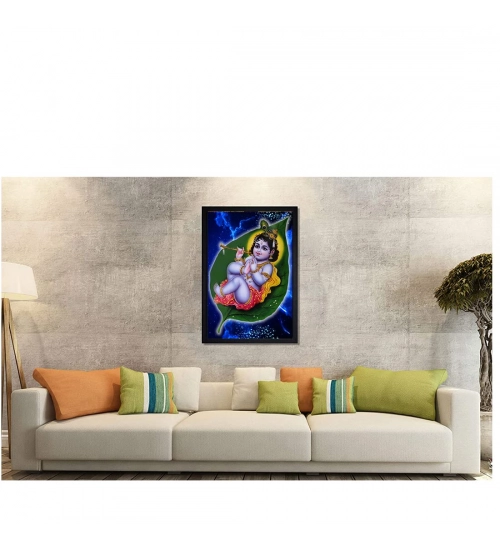 Maa Yashoda Painting with Synthetic Photo Frame (Multicolor)