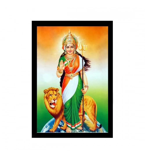 Bharat Mata Painting with Synthetic Photo Frame (Multicolor)