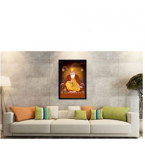 Guru Nanak Painting with Synthetic Photo Frame (Multicolor)
