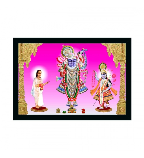 Shrinathji Painting with Synthetic Photo Frame (Multicolor)