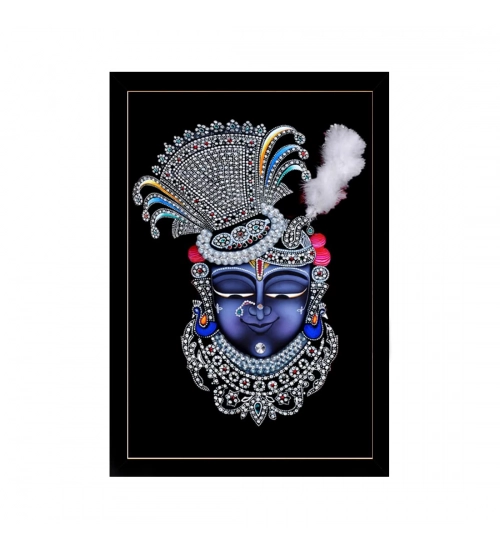 Shrinathji Painting with Synthetic Photo Frame (Multicolor)