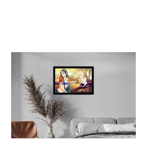 Rajasthani Village Modern Art Painting with Synthetic Photo Frame (Multicolor) Rajasthani Village Modern Art Painting with Synthetic Photo Frame (Multicolor)