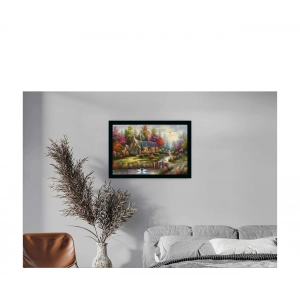 Generic Natural Scenery Painting with Synthetic Photo Frame (Multicolor)