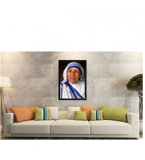 Mother Teresa Painting with Synthetic Photo Frame (Multicolor) Mother Teresa Painting with Synthetic Photo Frame (Multicolor)