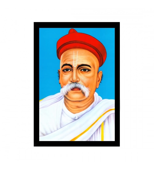 Bal Gangadhar Tilak Painting with Synthetic Photo Frame (Multicolor)