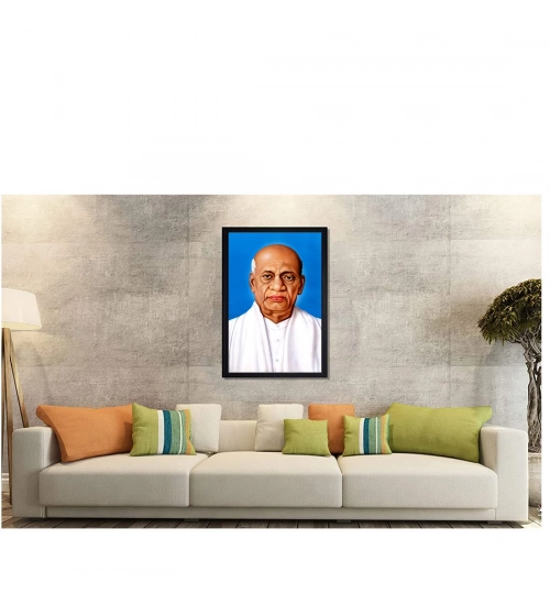 Sardar Vallabhbhai Patel Painting with Synthetic Photo Frame (Multicolor)
