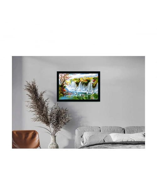 Natural Scenery Painting with Synthetic Photo Frame (Multicolor) Natural Scenery Painting with Synthetic Photo Frame (Multicolor)