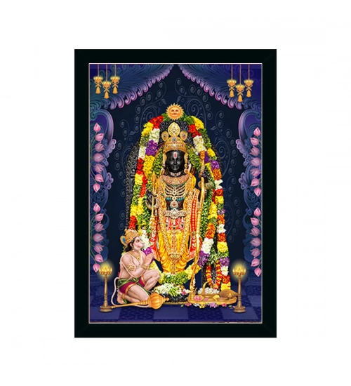 yodhya ram lalla Painting with Synthetic Photo Frame (Multicolor)