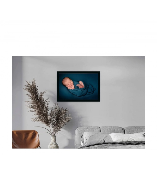 Baby Photo Painting with Synthetic Photo Frame (Multicolor)