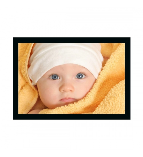 Baby Photo Painting with Synthetic Photo Frame (Multicolor)