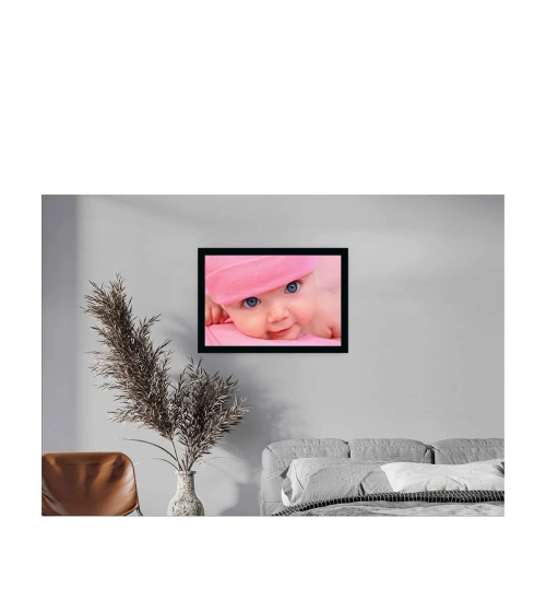 Baby Photo Painting with Synthetic Photo Frame (Multicolor)