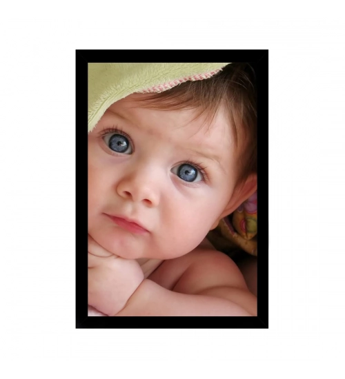 Baby Photo Painting with Synthetic Photo Frame (Multicolor)
