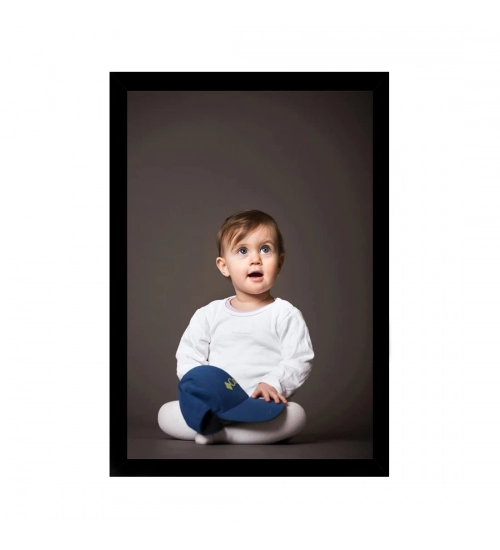 Baby Photo Painting with Synthetic Photo Frame (Multicolor)