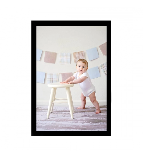 Baby Photo Painting with Synthetic Photo Frame (Multicolor)