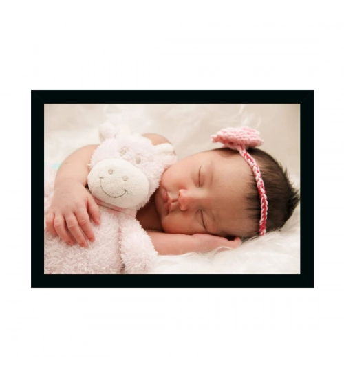 Baby Photo Painting with Synthetic Photo Frame (Multicolor)