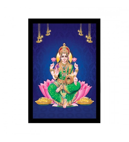 Maa Laxmi Ji Painting with Synthetic Photo Frame (Multicolor)