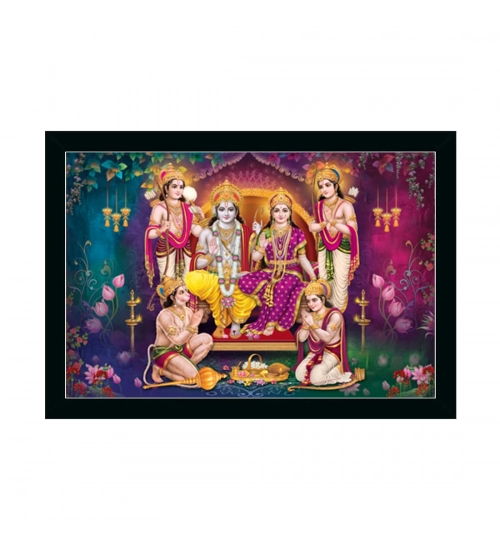 Ayodhya Ram Mandir Painting with Synthetic Photo Frame (Multicolor)