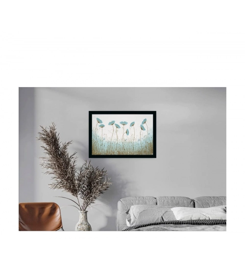 Flower Painting with Synthetic Photo Frame (Multicolor) Flower Painting with Synthetic Photo Frame (Multicolor)