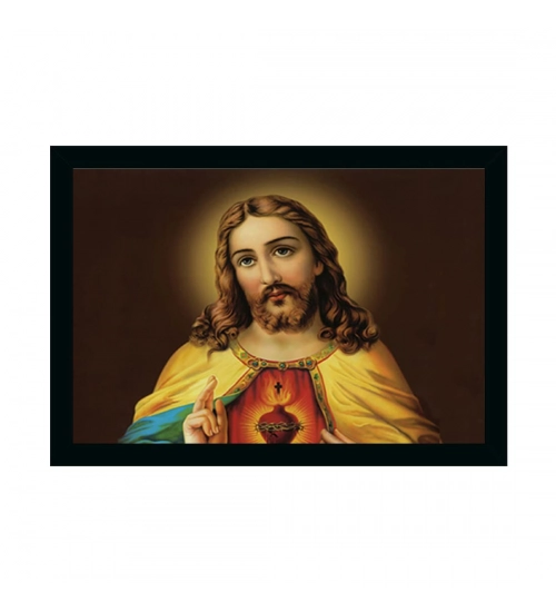 Lord Jesus Christ Painting with Synthetic Photo Frame (Multicolor)
