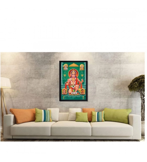 Lord Hanuman Ji Painting with Synthetic Photo Frame (Multicolor) Lord Hanuman Ji Painting with Synthetic Photo Frame (Multicolor)