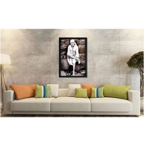 Generic Saibaba Painting with Synthetic Photo Frame (Multicolor)