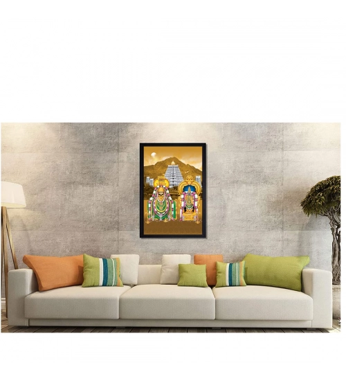 Tirupati Balaji Painting with Synthetic Photo Frame (Multicolor)