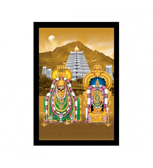 Tirupati Balaji Painting with Synthetic Photo Frame (Multicolor)