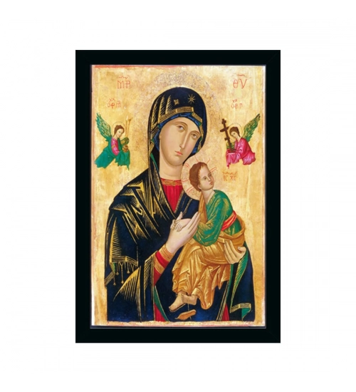 Mother Mary Painting with Synthetic Photo Frame (Multicolor)