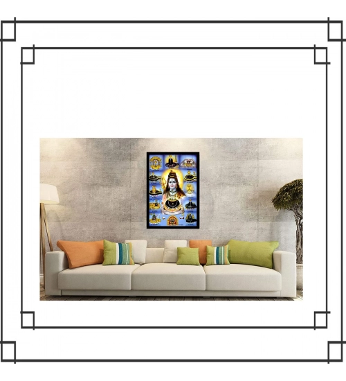 Lord Shiva Painting with Synthetic Photo Frame (Multicolor)