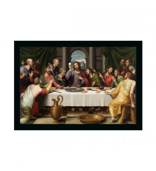 Jesus Christ Painting with Synthetic Photo Frame (Multicolor)