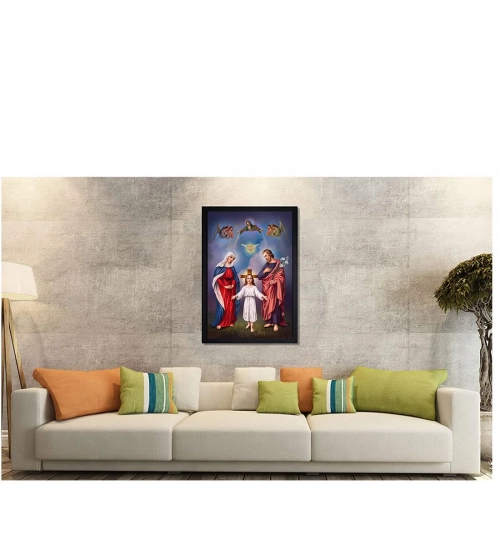 Jesus Christ Painting with Synthetic Photo Frame (Multicolor)