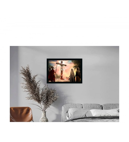 Jesus Christ Painting with Synthetic Photo Frame (Multicolor)