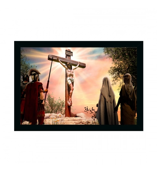 Jesus Christ Painting with Synthetic Photo Frame (Multicolor)