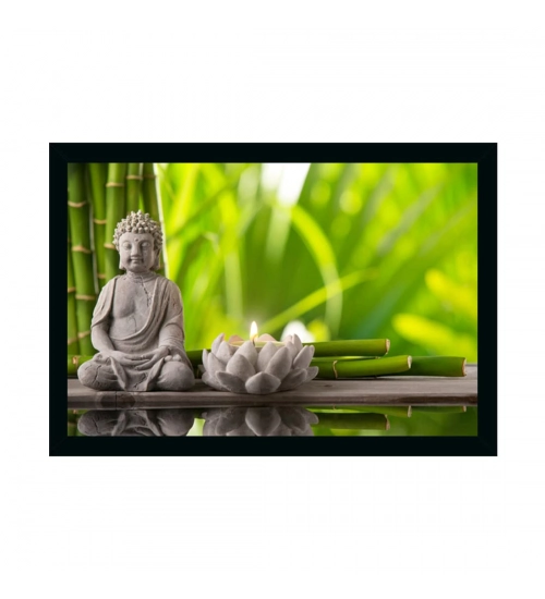 Buddha Painting with Synthetic Photo Frame (Multicolor)