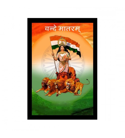 Bharat Mata Painting with Synthetic Photo Frame (Multicolor)