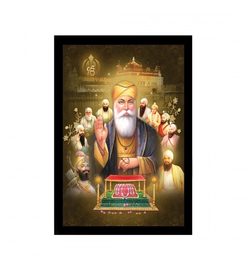 Guru Nanak Painting with Synthetic Photo Frame (Multicolor)