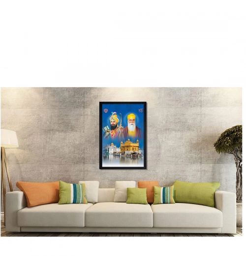 Guru Nanak Painting with Synthetic Photo Frame (Multicolor)