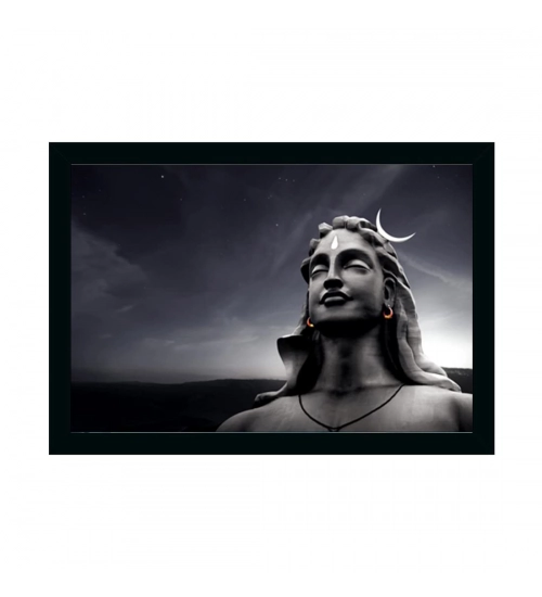 Adiyogi Mahakal Painting with Synthetic Photo Frame (Multicolor)