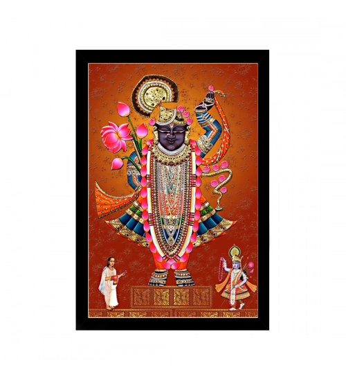 Shrinathji Painting with Synthetic Photo Frame (Multicolor)