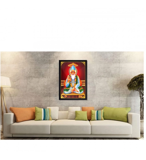 Sant Kabir Das Painting with Synthetic Photo Frame (Multicolor)