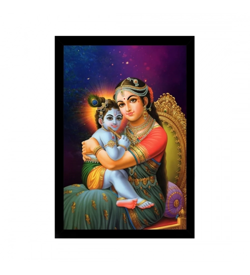 Maa Yashoda Painting with Synthetic Photo Frame (Multicolor)