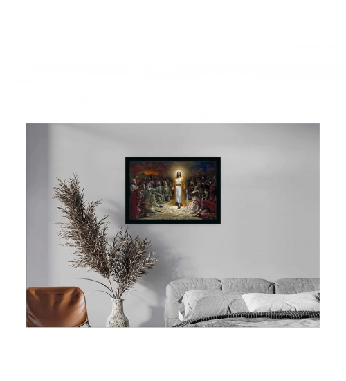 Lord Jesus Christ Painting with Synthetic Photo Frame (Multicolor) Lord Jesus Christ Painting with Synthetic Photo Frame (Multicolor)