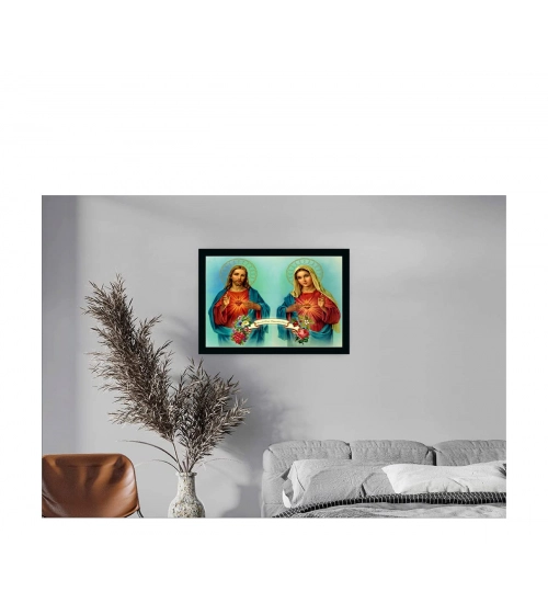 Jesus Christ Painting with Synthetic Photo Frame (Multicolor)