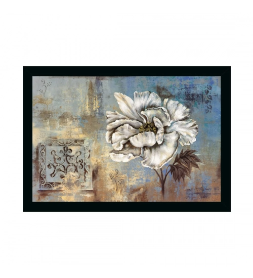 Flower Painting with Synthetic Photo Frame (Multicolor)