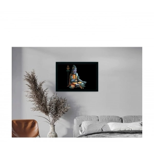Generic Lord Shiva Painting with Synthetic Photo Frame (Multicolor)