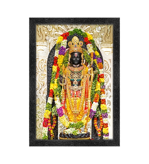 Ayodhya ram lalla Painting with Synthetic Photo Frame (Multicolor)