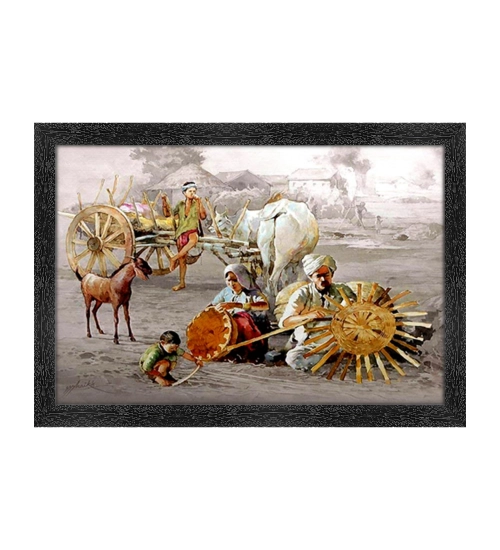 Rajasthani Paintings Painting with Synthetic Photo Frame (Multicolor)