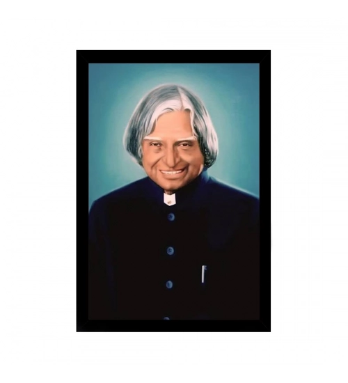 A P J Abdul Kalam Painting with Synthetic Photo Frame (Multicolor)